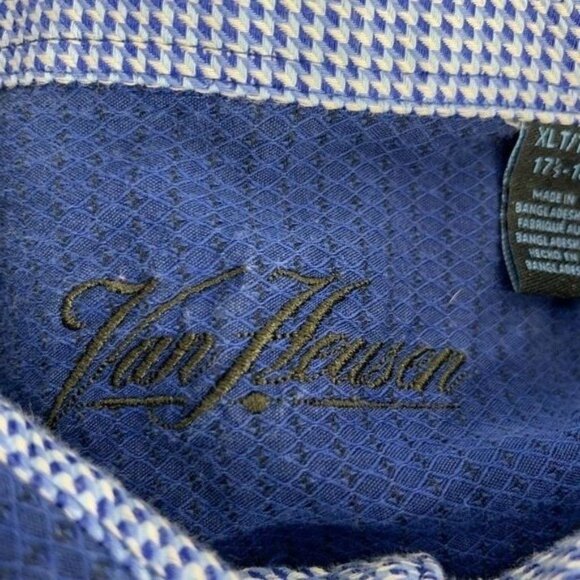 Van Heusen Mens Size XL Blue Long Sleeve Button-Up Shirt - Picture 3 of 8
